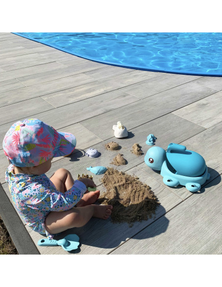 WOOPIE GREEN 2-in-1 Turtle Sand and Bath Set, 8 pieces, BIODEGRADABLE ORGANIC MATERIAL