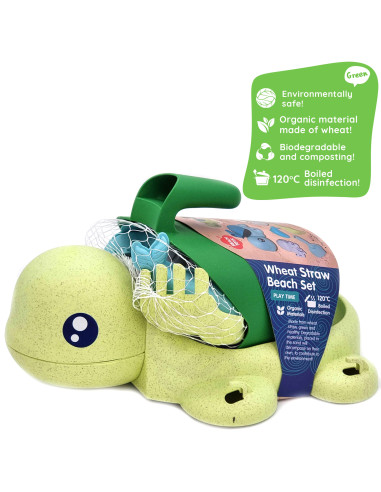 WOOPIE GREEN 2-in-1 Turtle Sand and Bath Set, 8 pieces, BIODEGRADABLE ORGANIC MATERIAL
