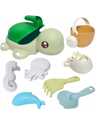 WOOPIE GREEN 2-in-1 Turtle Sand and Bath Set, 8 pieces, BIODEGRADABLE ORGANIC MATERIAL