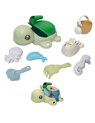 WOOPIE GREEN 2-in-1 Turtle Sand and Bath Set, 8 pieces, BIODEGRADABLE ORGANIC MATERIAL