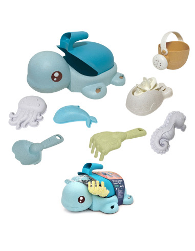WOOPIE GREEN 2-in-1 Turtle Sand and Bath Set, 8 pieces, BIODEGRADABLE ORGANIC MATERIAL