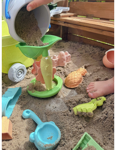 WOOPIE GREEN Sand Play Set with Cart 13 Pieces, BIODEGRADABLE ORGANIC MATERIAL