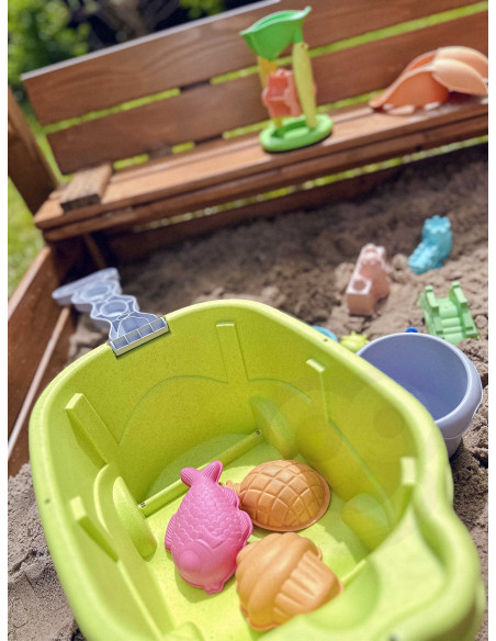 WOOPIE GREEN Sand Play Set with Cart 13 Pieces, BIODEGRADABLE ORGANIC MATERIAL