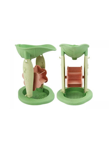 WOOPIE GREEN Sand Bucket Set with Wheel, 9 Pieces, BIODEGRADABLE ORGANIC MATERIAL