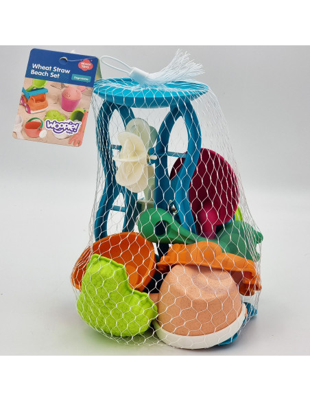 WOOPIE GREEN Sand Set with Spinning Wheel and Watering Can 10 pcs. BIODEGRADABLE ORGANIC MATERIAL