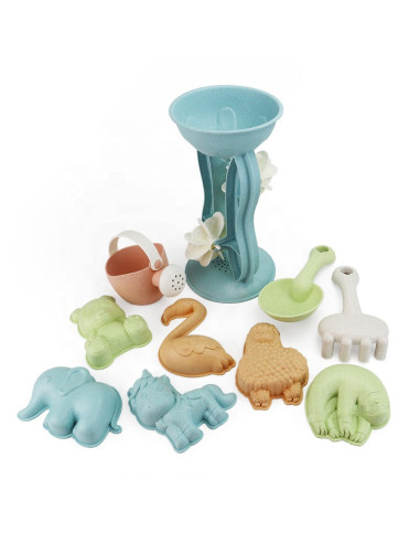 WOOPIE GREEN Sand Set with Spinning Wheel and Watering Can 10 pcs. BIODEGRADABLE ORGANIC MATERIAL