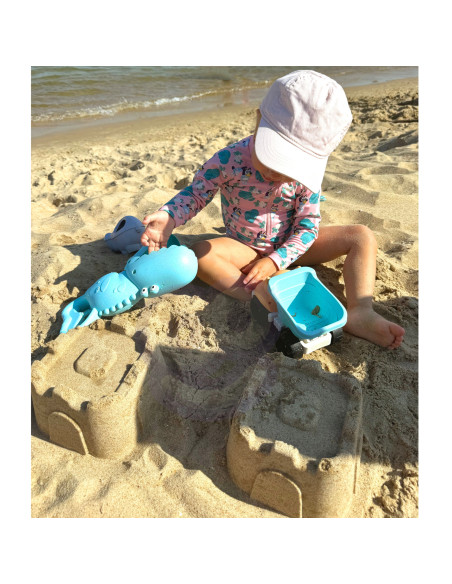 WOOPIE GREEN Sand Set with Bucket and Shovel Crocodile in a Backpack 10 pieces. BIODEGRADABLE ORGANIC MATERIAL