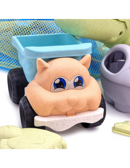 WOOPIE GREEN Sand Set with Bucket and Shovel Crocodile in a Backpack 10 pieces. BIODEGRADABLE ORGANIC MATERIAL