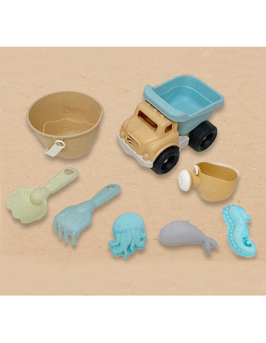 WOOPIE GREEN Sand Bucket Tipper Set 8 pcs. BIODEGRADABLE ORGANIC MATERIAL