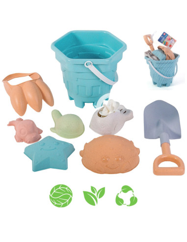 WOOPIE GREEN Sand Bucket Set 8 pcs. BIODEGRADABLE ORGANIC MATERIAL