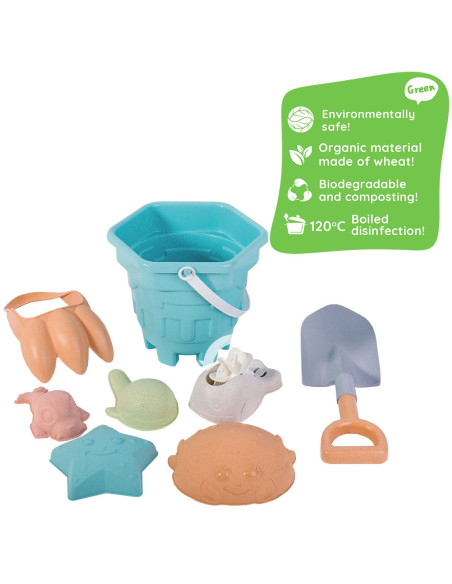 WOOPIE GREEN Sand Bucket Set 8 pcs. BIODEGRADABLE ORGANIC MATERIAL