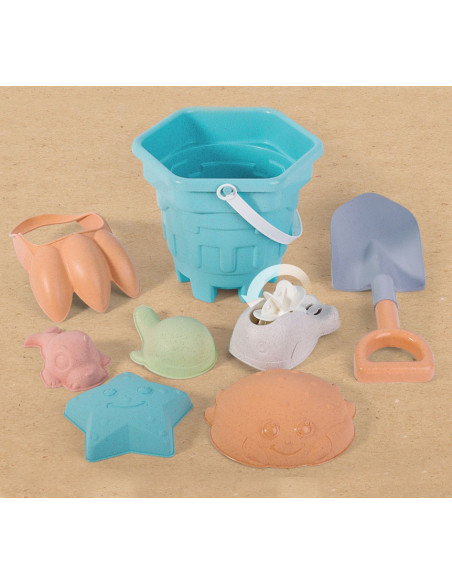 WOOPIE GREEN Sand Bucket Set 8 pcs. BIODEGRADABLE ORGANIC MATERIAL