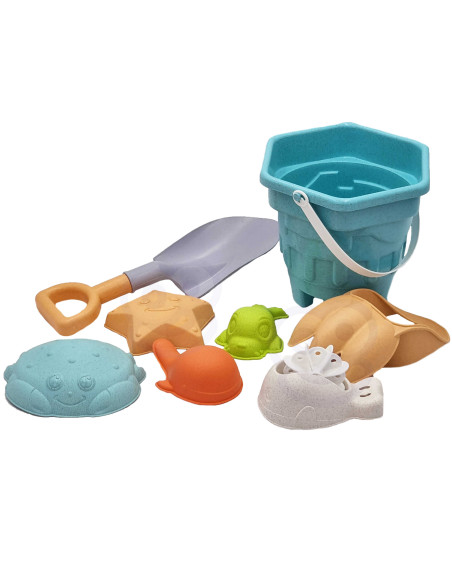 WOOPIE GREEN Sand Bucket Set 8 pcs. BIODEGRADABLE ORGANIC MATERIAL