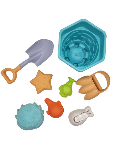 WOOPIE GREEN Sand Bucket Set 8 pcs. BIODEGRADABLE ORGANIC MATERIAL