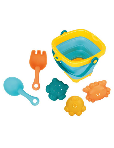 WOOPIE BABY Folding Bucket with Rake, Spatula, and Blue Molds Set
