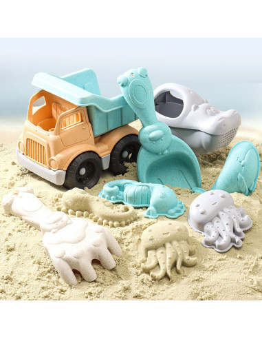 WOOPIE Sand Play Set with Car, 7 Pieces, Biodegradable, Organic Material