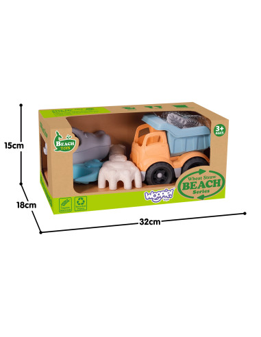 WOOPIE Sand Play Set with Car, 7 Pieces, Biodegradable, Organic Material