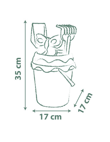 SMOBY GREEN Bucket with Sand Accessories and Bioplastic Watering Can