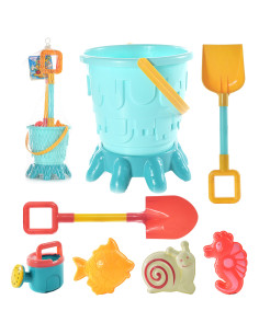 WOOPIE rinkinys: Kibirėlis, formelės, kastuvėliai, laistytuvas smėliui, 7 vnt.