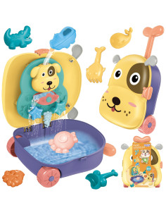 WOOPIE 3-in-1 Sandbox Set: Dog Suitcase + Water Toy - 8 pcs.