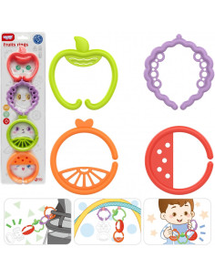 WOOPIE BABY Zabawka Sensoryczna Gryzaki dla Niemowląt Zawieszki Owoce Łańcuszek 4 el.