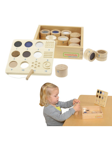 Atspėti liečiant - medžiagą ir tekstūrą 12 Montessori elementų