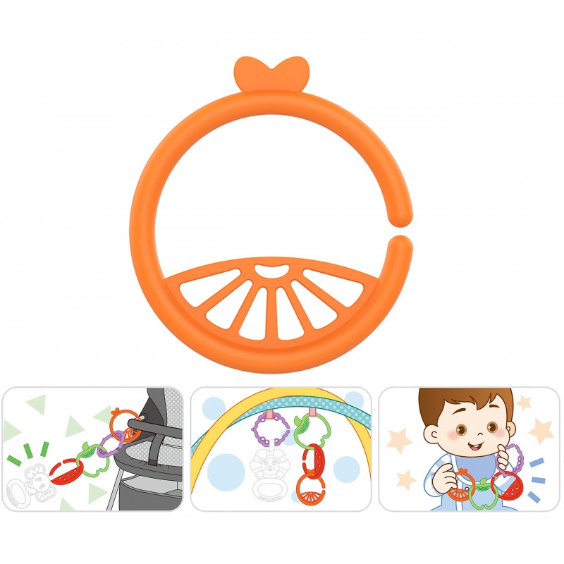WOOPIE BABY Сенсорная игрушка для младенцев Жевательные подвески Фрукты Цепочка 4 эл.
