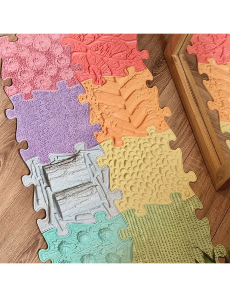 WOOPIE Sensory Mat Puzzle 8 Pieces Pastel Rainbow
