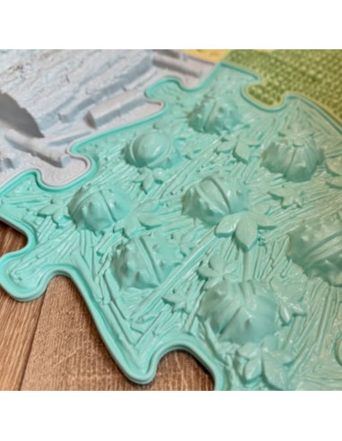 WOOPIE Sensorinis kilimėlis, 8 detalių dėlionė, pastelinės vaivorykštės spalvos