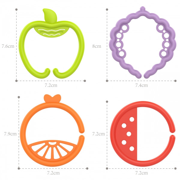 WOOPIE BABY sensorinis žaislas kūdikių kramtukai Vaisių pakabukai Grandinėlė 4 el. WOOPIE BABY sensorinis žaislas kūdikių kramtukai Vaisių pakabukai Grandinėlė 4 el.