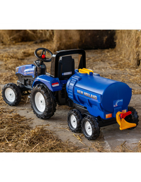 FALK „New Holland“ mėlynos spalvos autocisterna su čiaupu