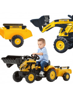 FALK Komatsu Pedal Tractor Excavator with Trailer and Bucket