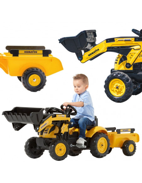 FALK Komatsu traktorius-ekskavatorius su priekaba ir kaušu