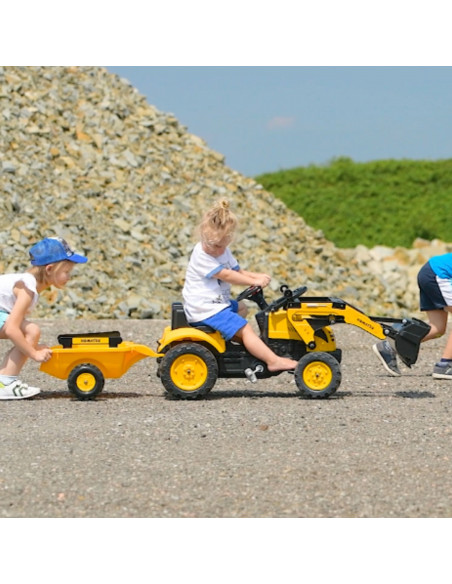 FALK Komatsu traktorius-ekskavatorius su priekaba ir kaušu