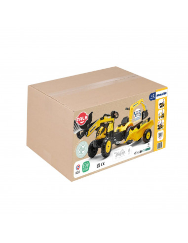 FALK Komatsu Pedal Tractor with Excavator Bucket and Trailer
