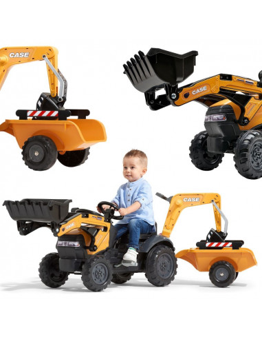 FALK CASE Pedal Tractor with Excavator Bucket and Trailer 2-5 years
