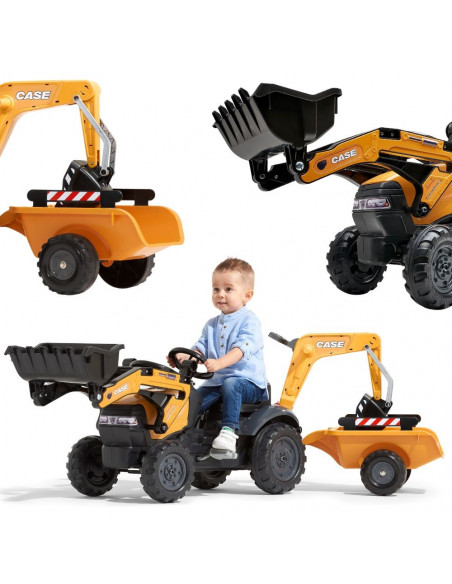 FALK CASE Pedal Tractor with Excavator Bucket and Trailer 2-5 years