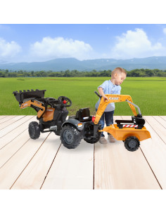 FALK CASE Pedal Tractor with Excavator Bucket and Trailer 2-5 years 2
