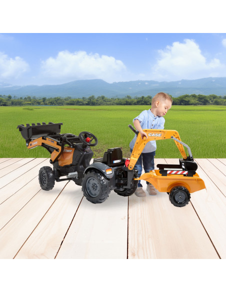 FALK CASE Pedal Tractor with Excavator Bucket and Trailer 2-5 years