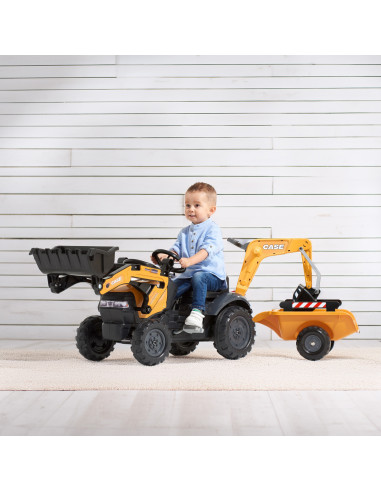 FALK CASE Pedal Tractor with Excavator Bucket and Trailer 2-5 years