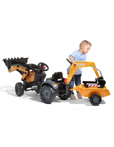 FALK CASE Pedal Tractor with Excavator Bucket and Trailer 2-5 years