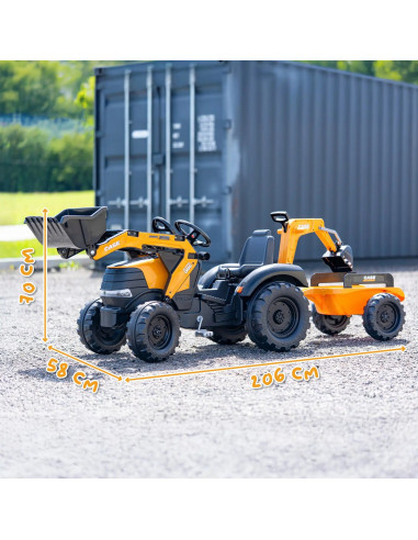 FALK Case CE traktorius su ekskavatoriumi-krautuvu ir priekaba