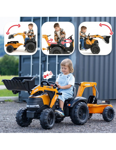 FALK Case CE traktorius su ekskavatoriumi-krautuvu ir priekaba