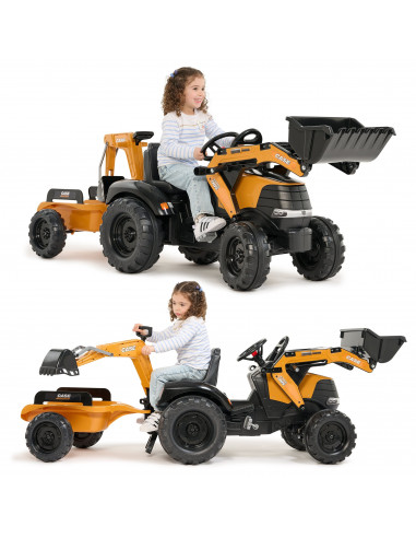 FALK Case CE traktorius su ekskavatoriumi-krautuvu ir priekaba