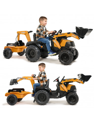 FALK Case CE traktorius su ekskavatoriumi-krautuvu ir priekaba