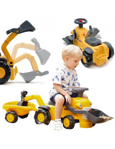 FALK Komatsu Ride-on Tractor with Excavator Bucket and Trailer