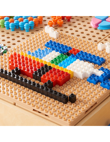 MASTERKIDZ STEM Statybinių kaladėlių rinkinys 135 vnt. su perdangos skydeliu 4 vnt.