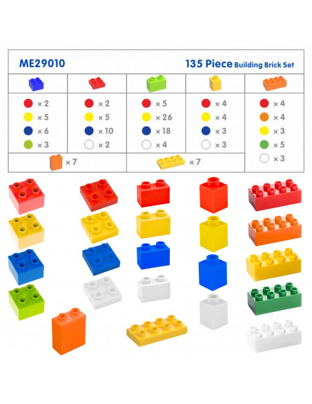 MASTERKIDZ STEM Statybinių kaladėlių rinkinys 135 vnt. su perdangos skydeliu 4 vnt.