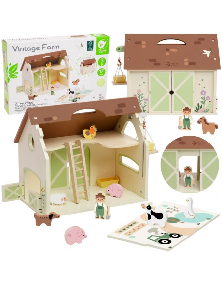 CLASSIC WORLD Wooden Farm House Vintage Figure Set 17 pcs.