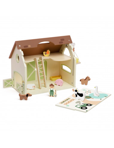 CLASSIC WORLD Wooden Farm House Vintage Figure Set 17 pcs.